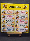 Étiquettes scolaire personnalisées — Thème Abeilles —