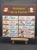 Étiquettes scolaire personnalisées — Thème Animaux de la Ferme —