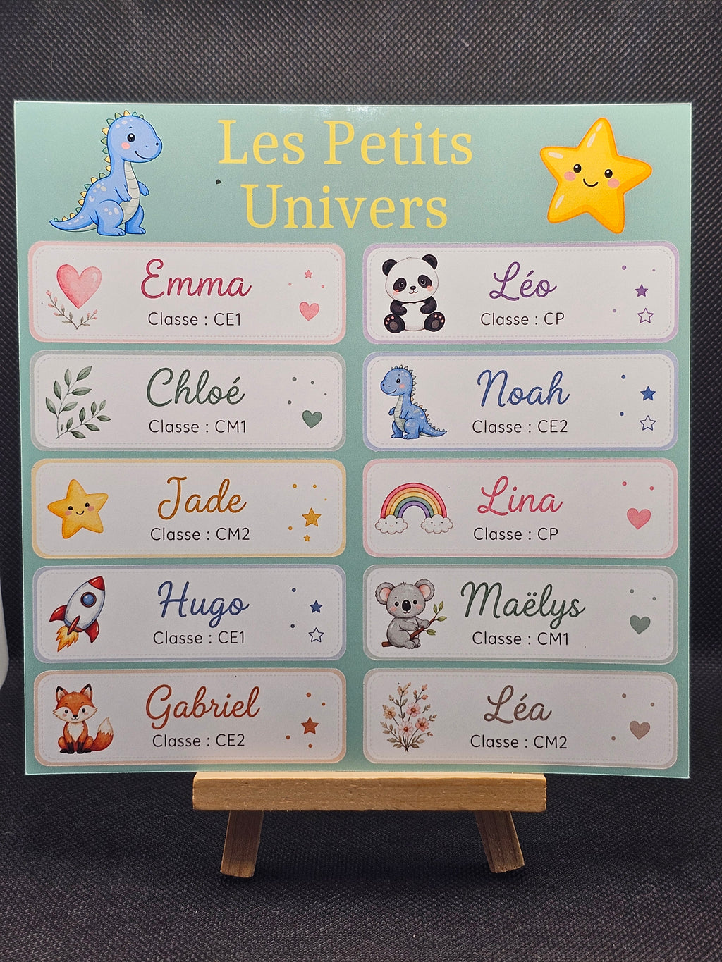 Étiquettes scolaire personnalisées — Thème Les Petits Univers —