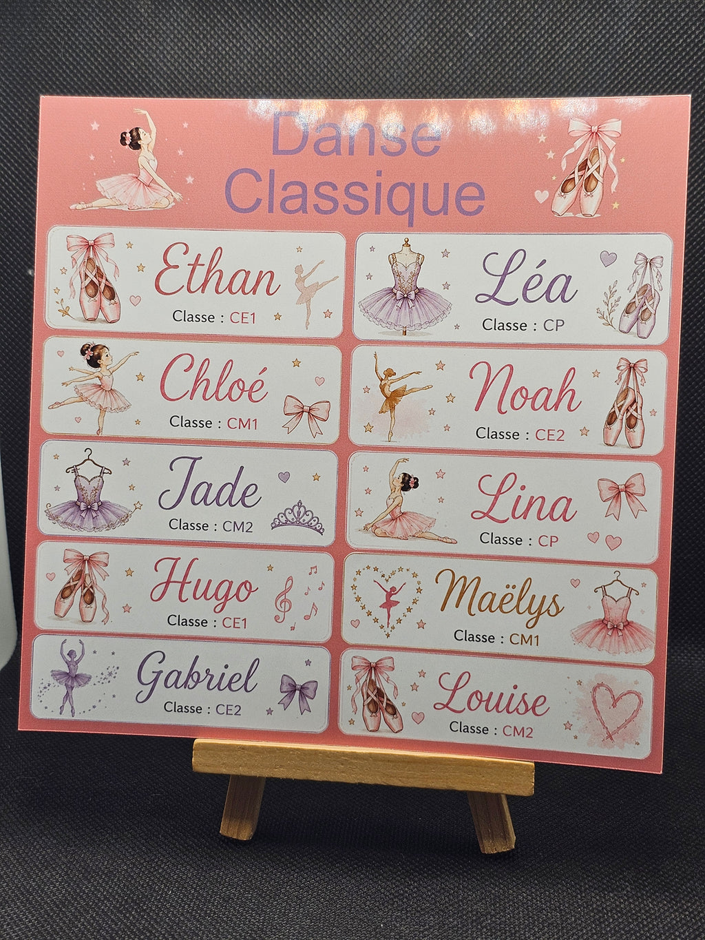 Étiquettes scolaire personnalisées — Thème Danse Classique —