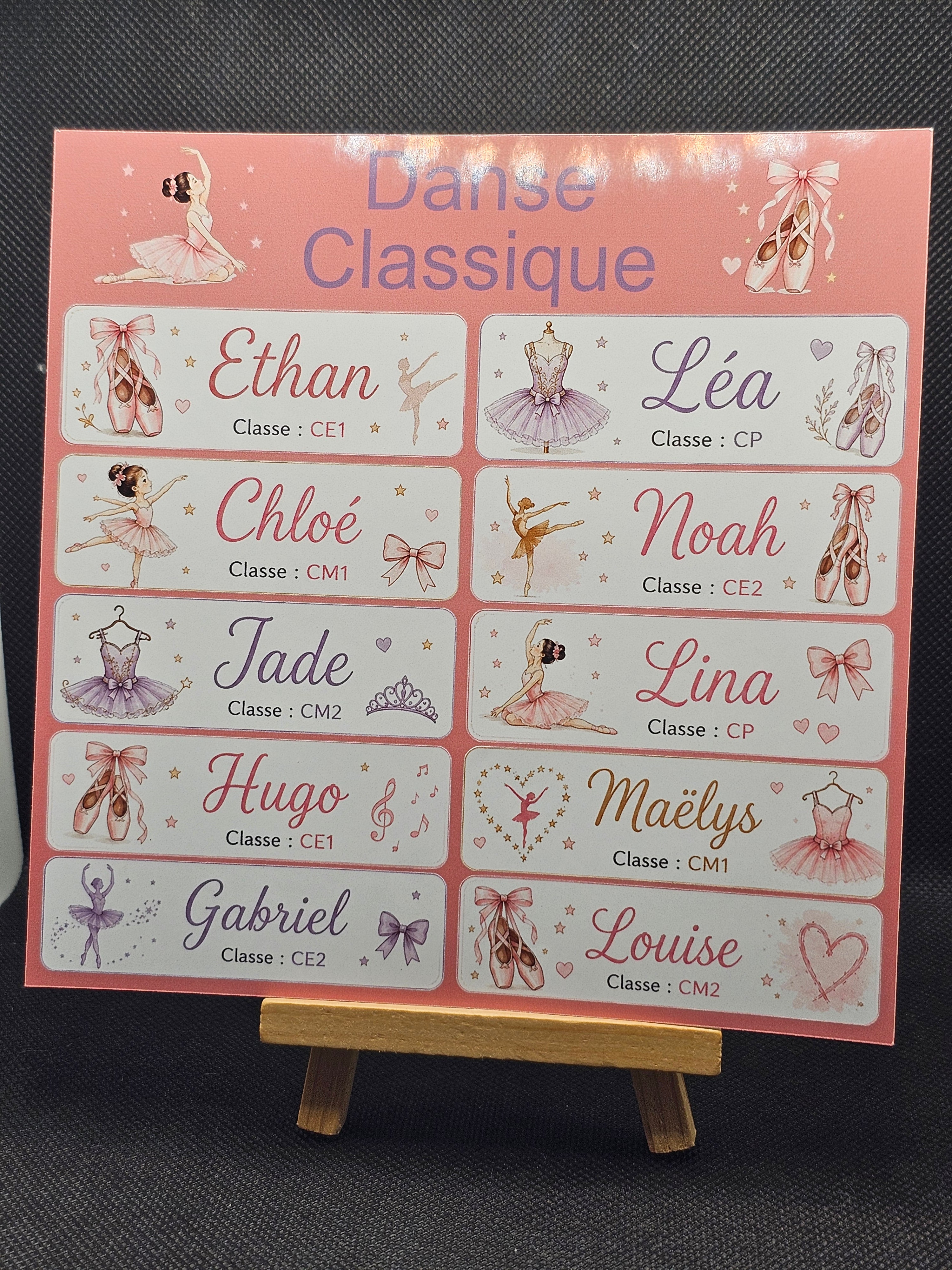 Étiquettes scolaire personnalisées — Thème Danse Classique —