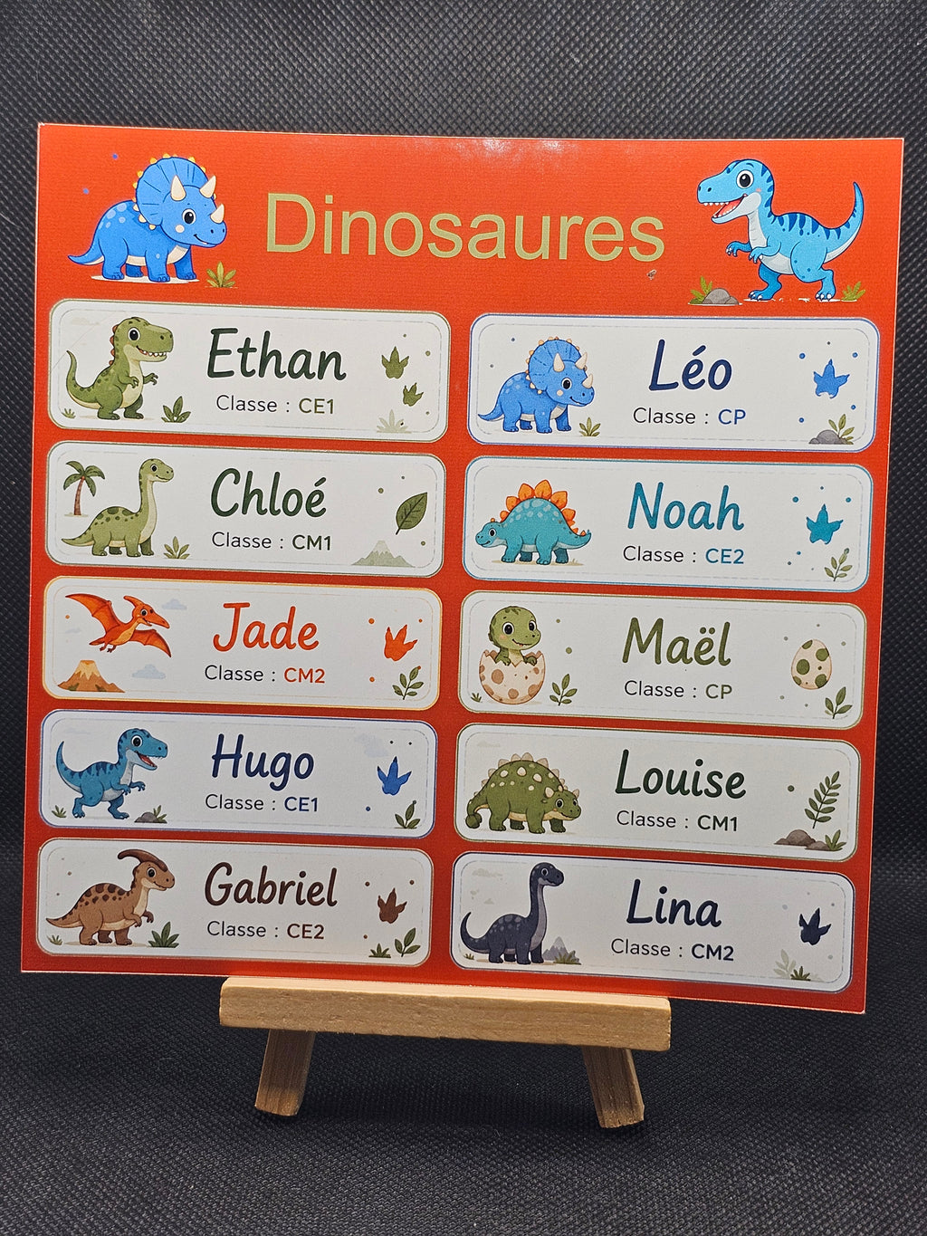 Étiquettes scolaire personnalisées — Thème Dinosaures —