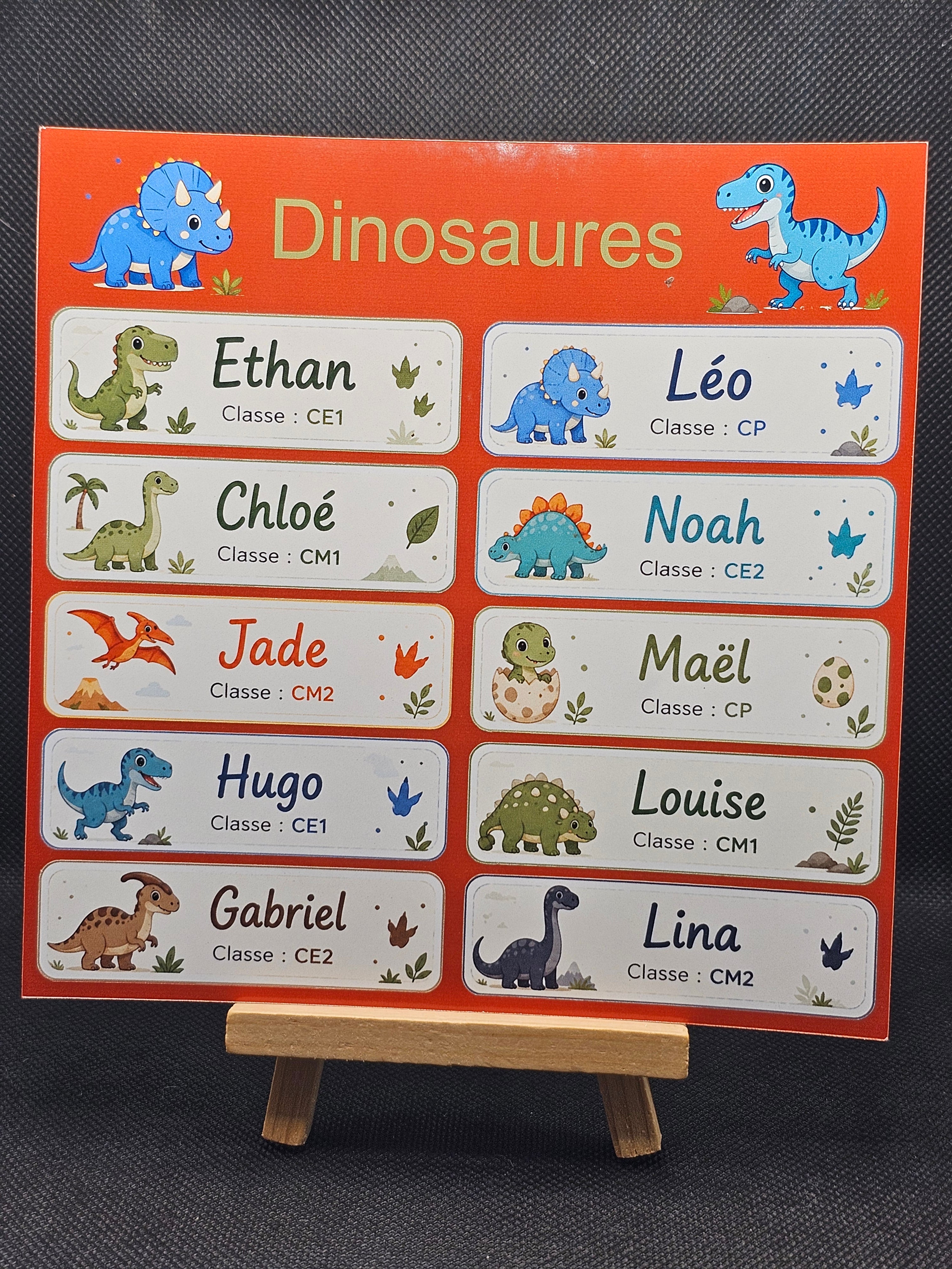 Étiquettes scolaire personnalisées — Thème Dinosaures —