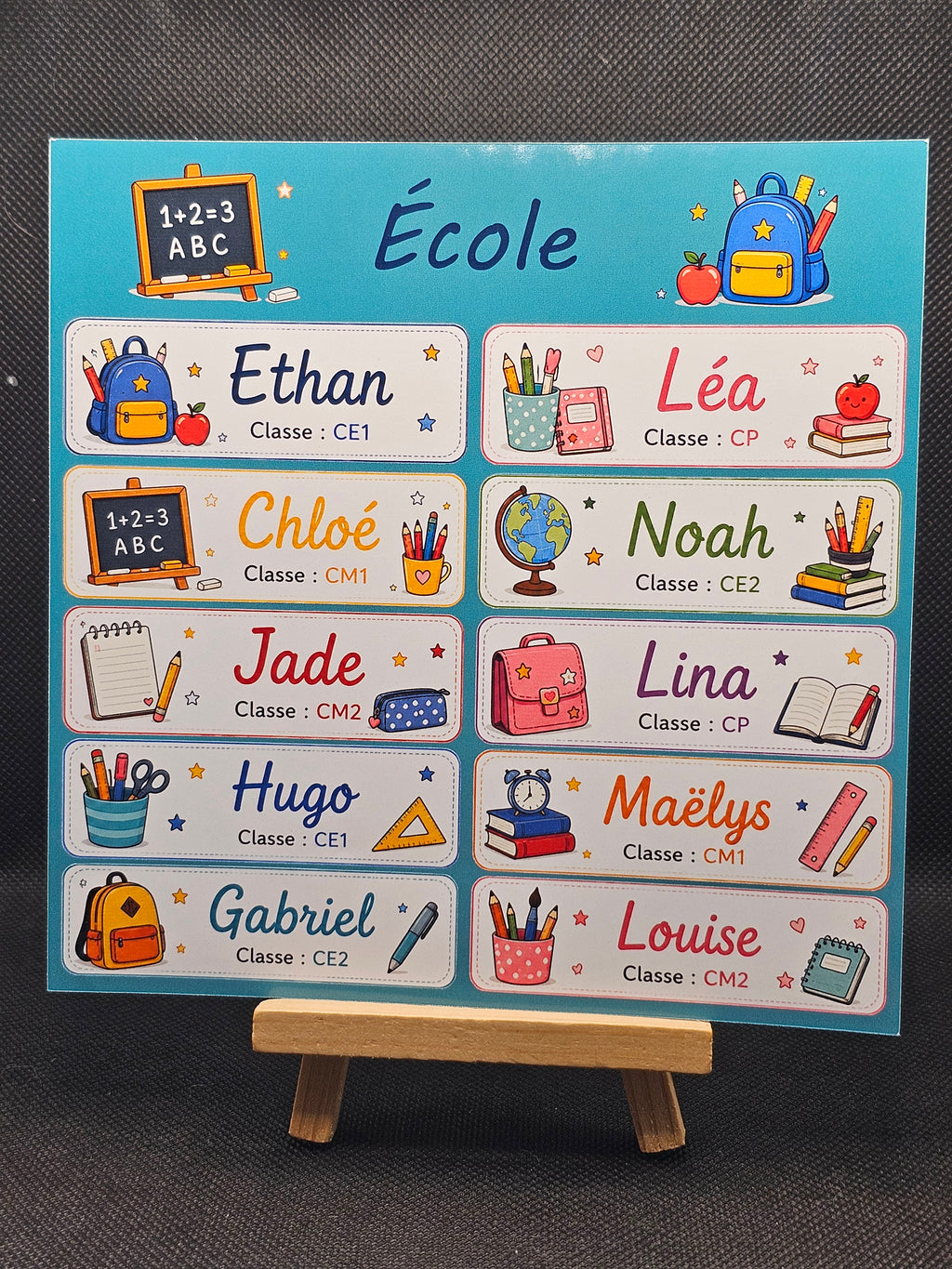 Étiquettes scolaire personnalisées — Thème École —
