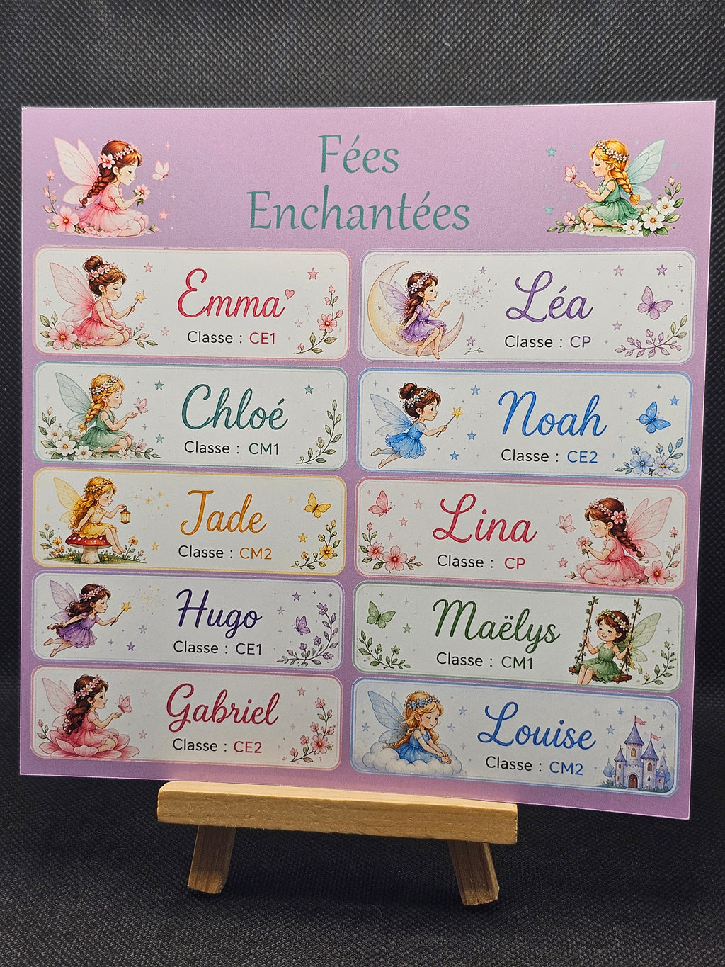Étiquettes scolaire personnalisées — Thème Fées Enchantées —