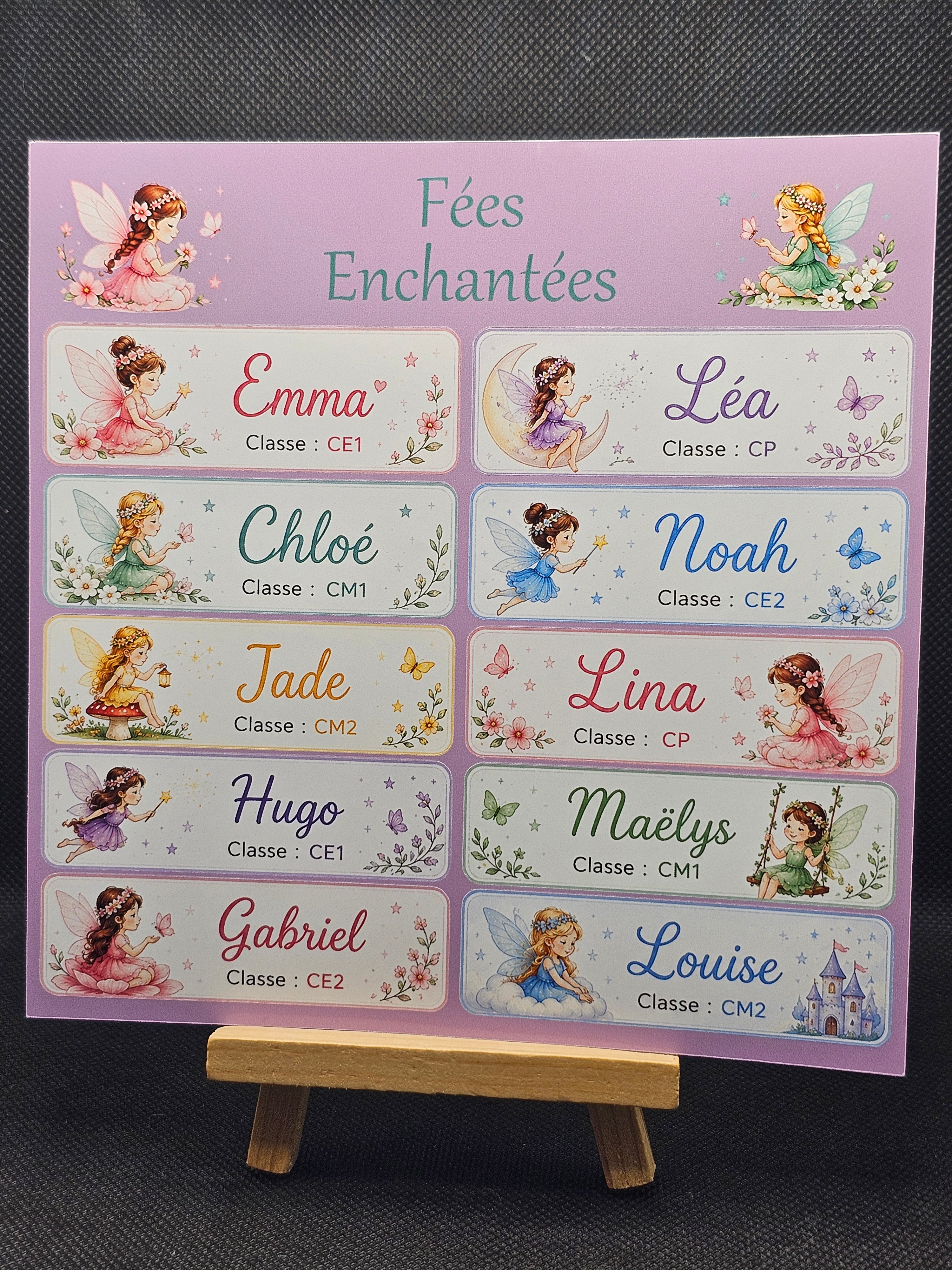 Étiquettes scolaire personnalisées — Thème Fées Enchantées —