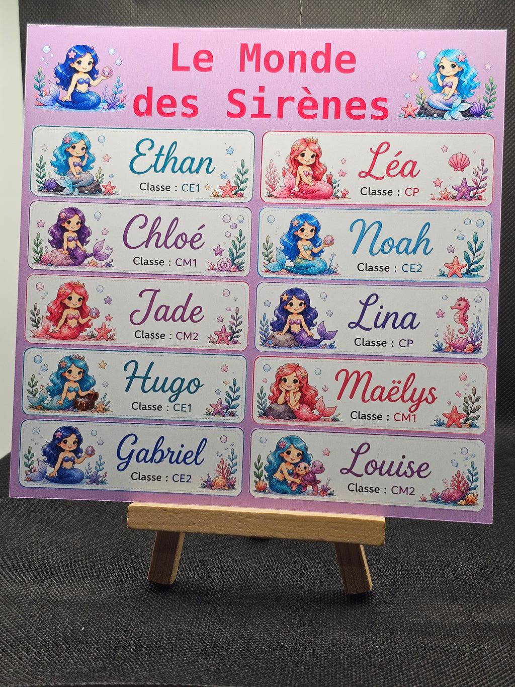Étiquettes scolaire personnalisées — Thème Le Monde des Sirènes —