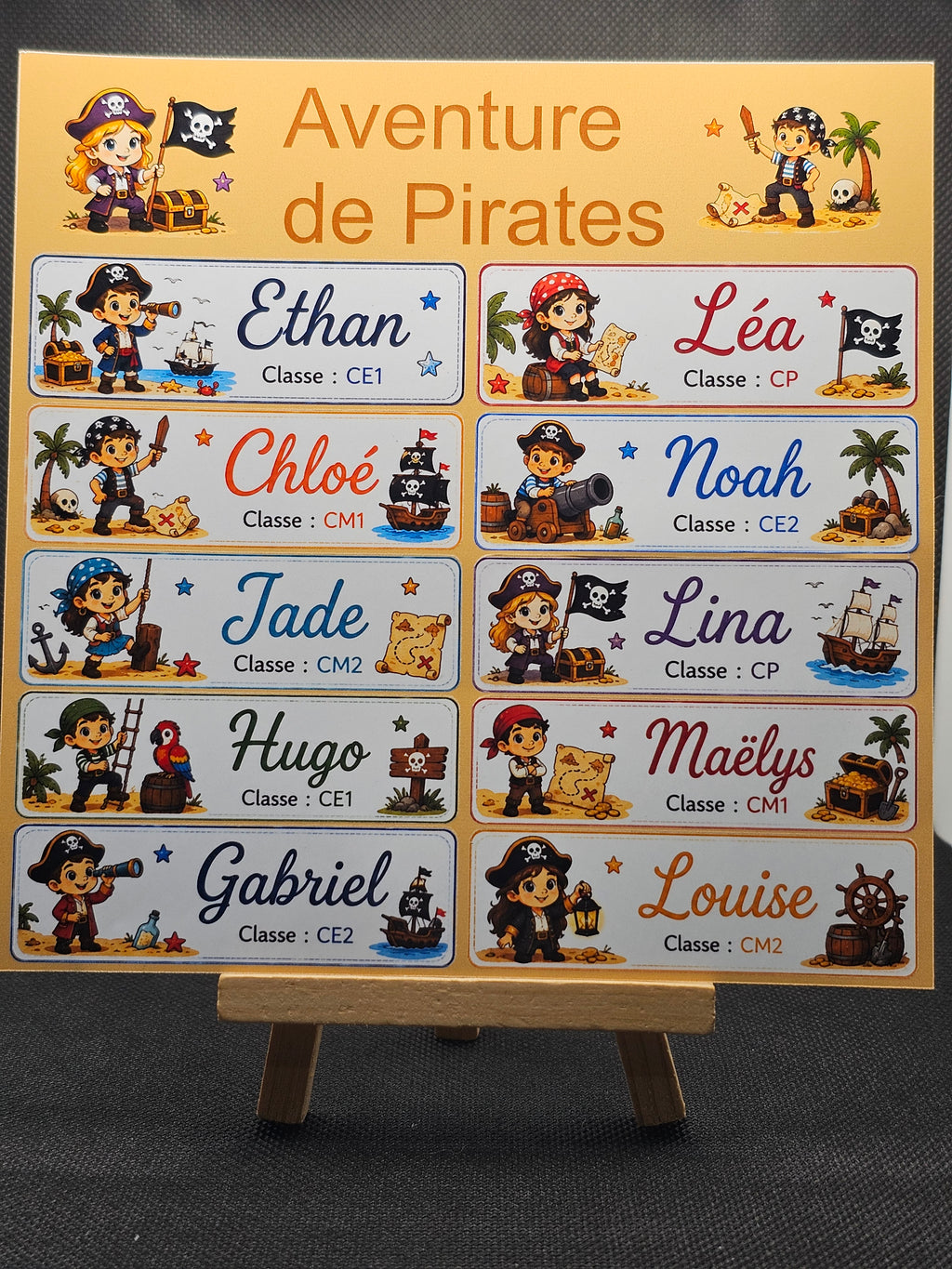 Étiquettes scolaire personnalisées — Thème Aventure de Pirates —
