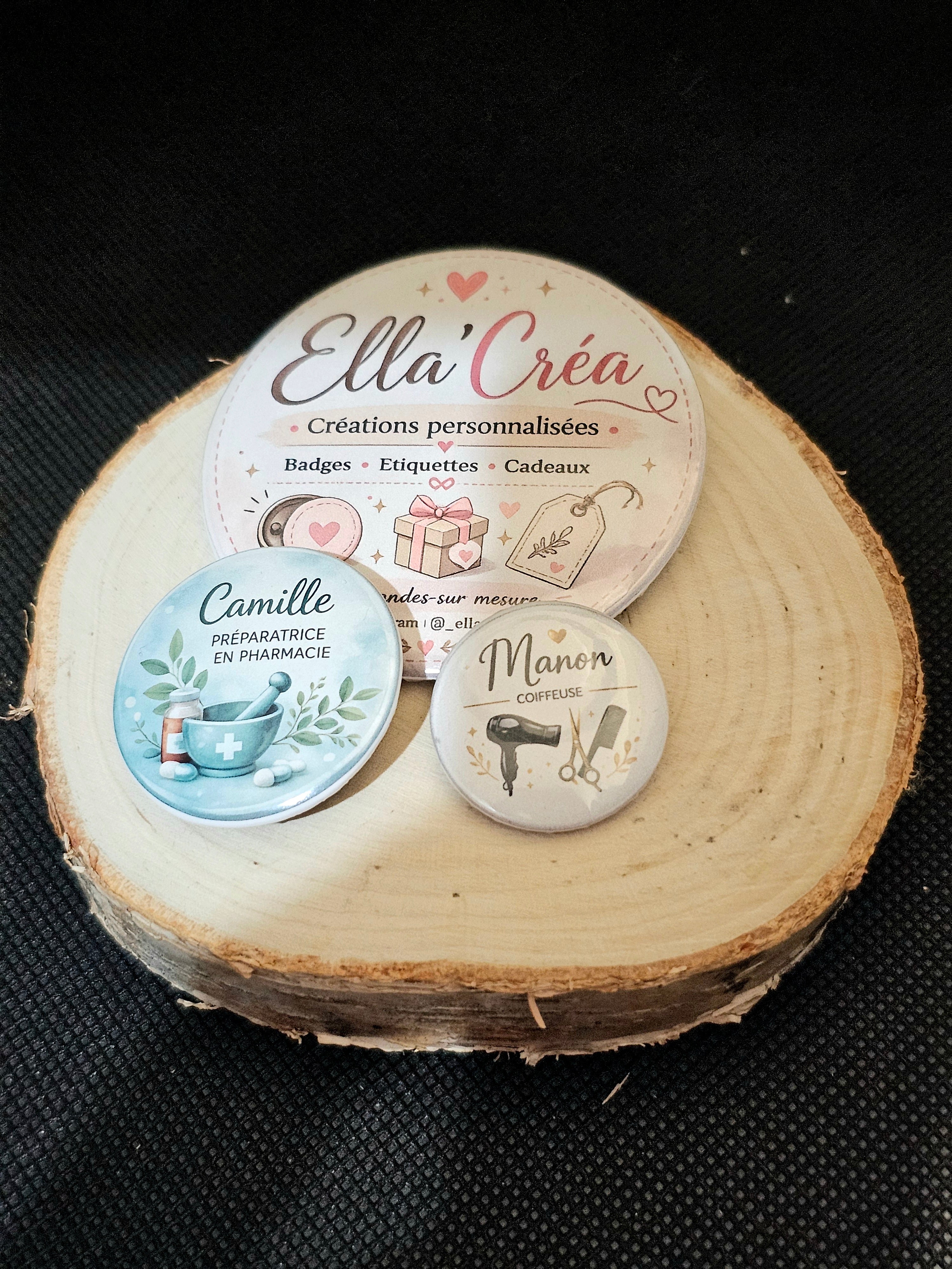 Badge personnalisé avec prénom, métier ou événement — 58mm —