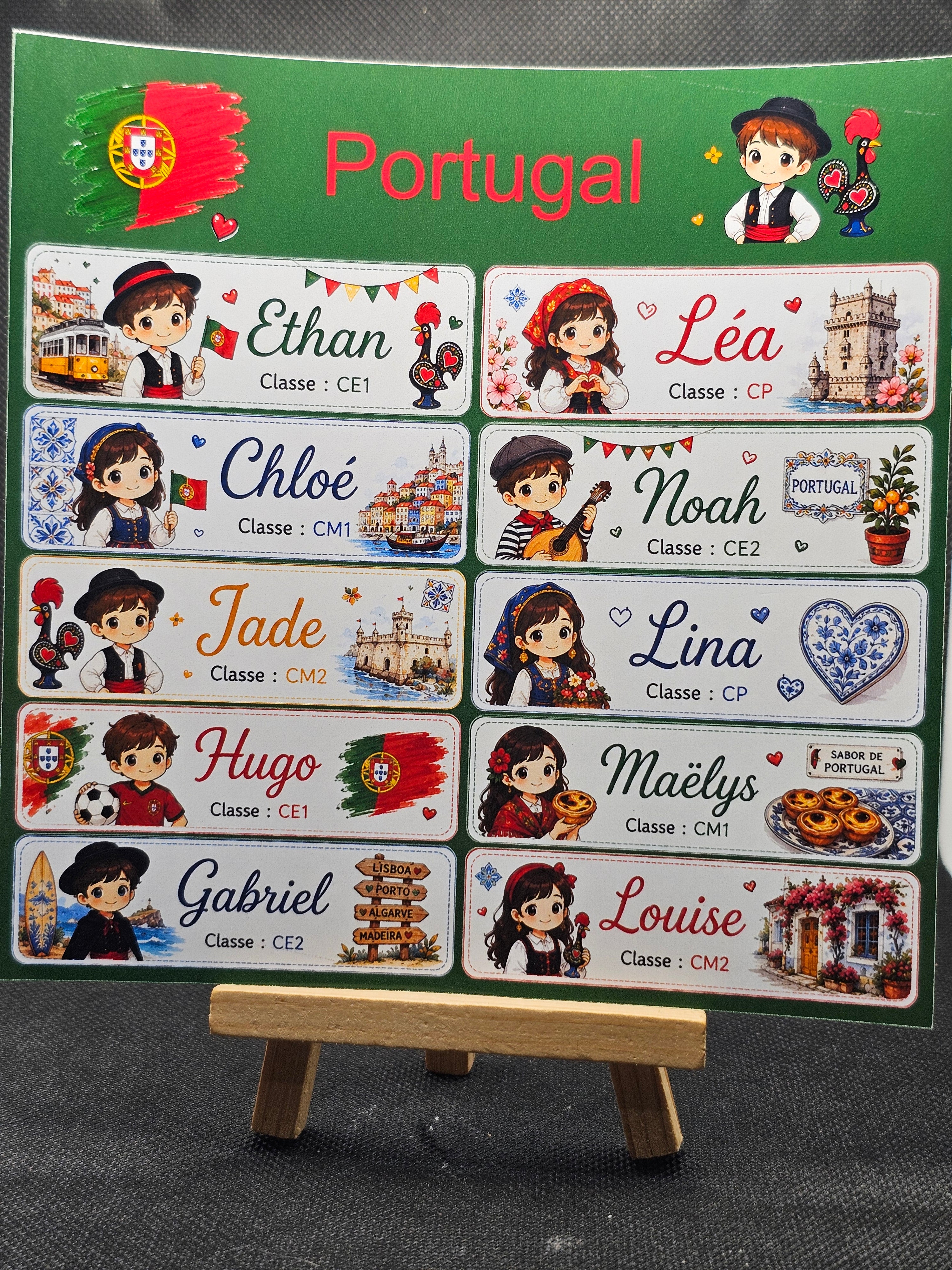 Étiquettes scolaire personnalisées — Thème Portugal —