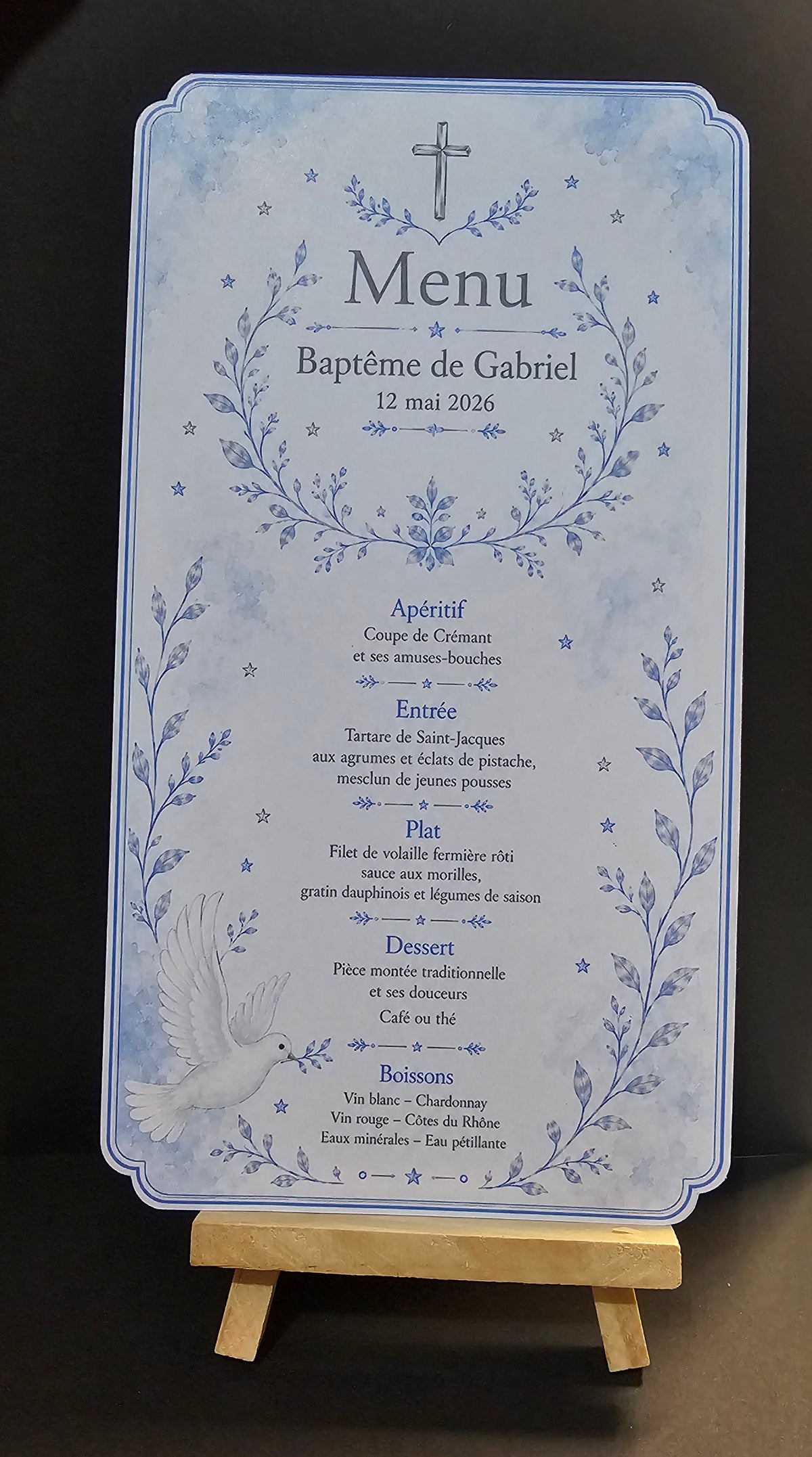 Menu de Baptême personnalisé 💙