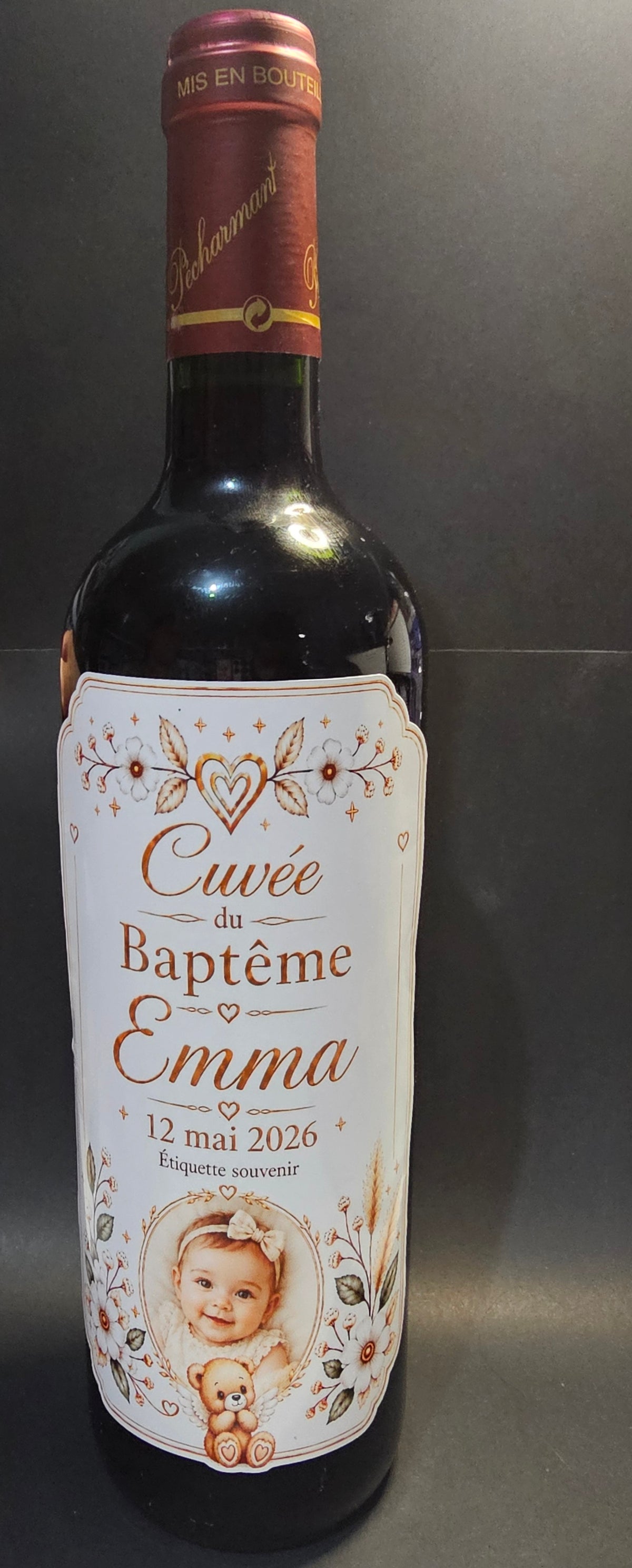 Étiquette de bouteille personnalisée avec photo — Douceur Dorée ✨