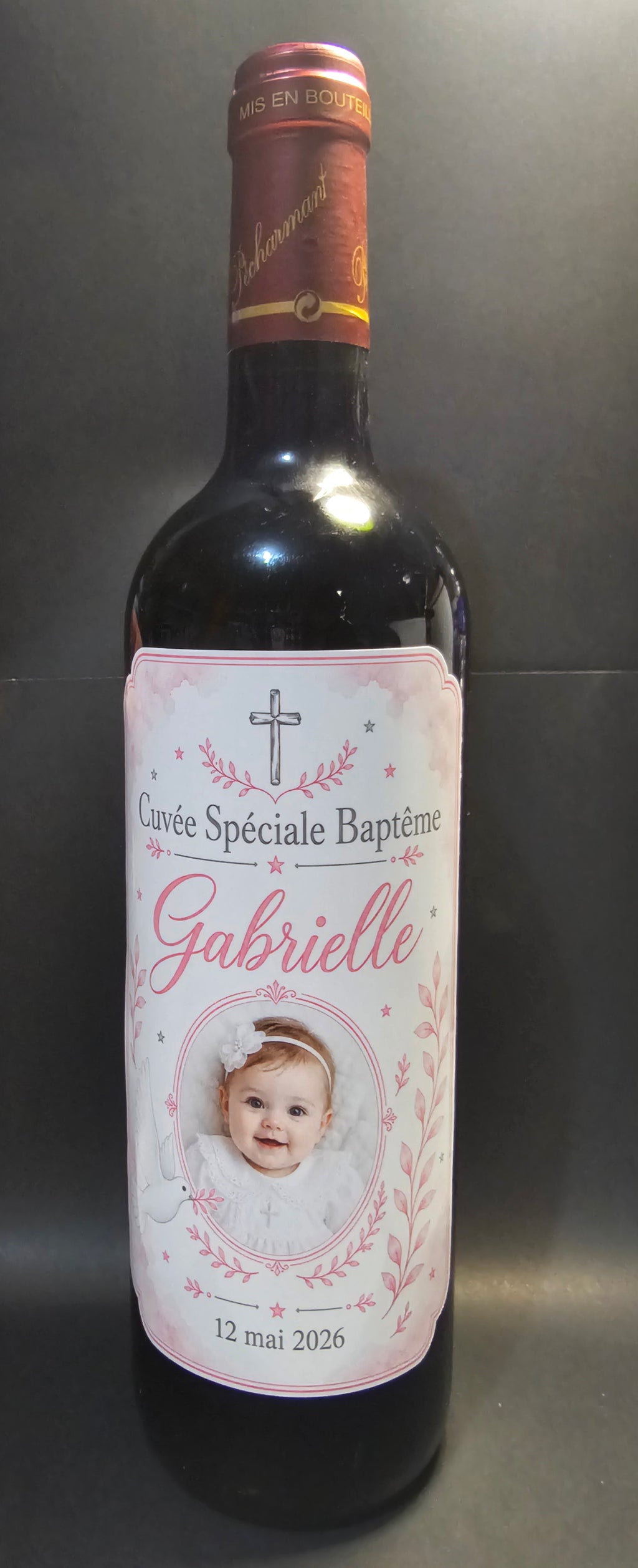 Étiquette de bouteille personnalisée avec photo — Douceurs Dorée ✨