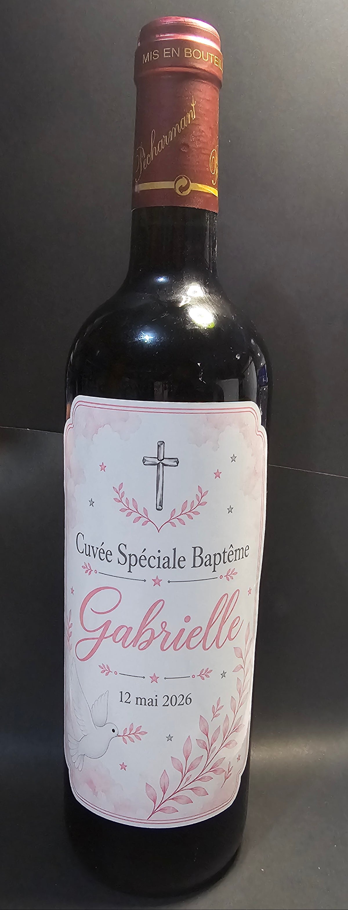 Étiquette de bouteille personnalisée — Douceur Céleste 🌸