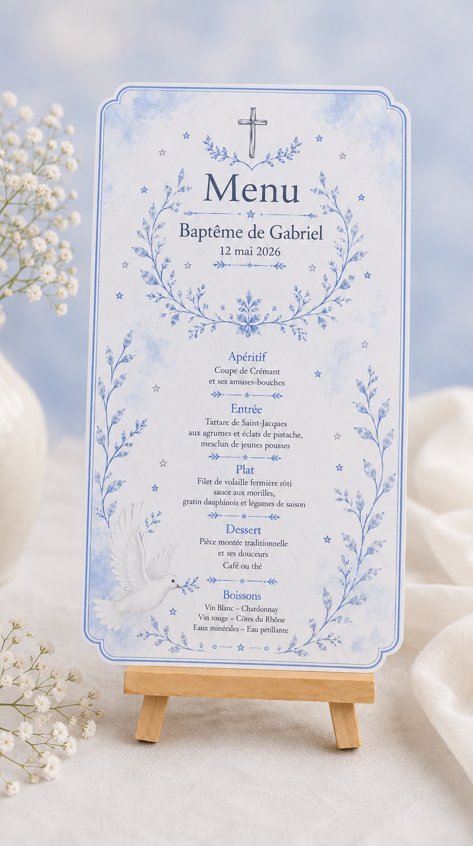 Menu de Baptême personnalisé 💙