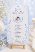 Menu de Baptême personnalisé avec photo — Douceur Céleste 💙