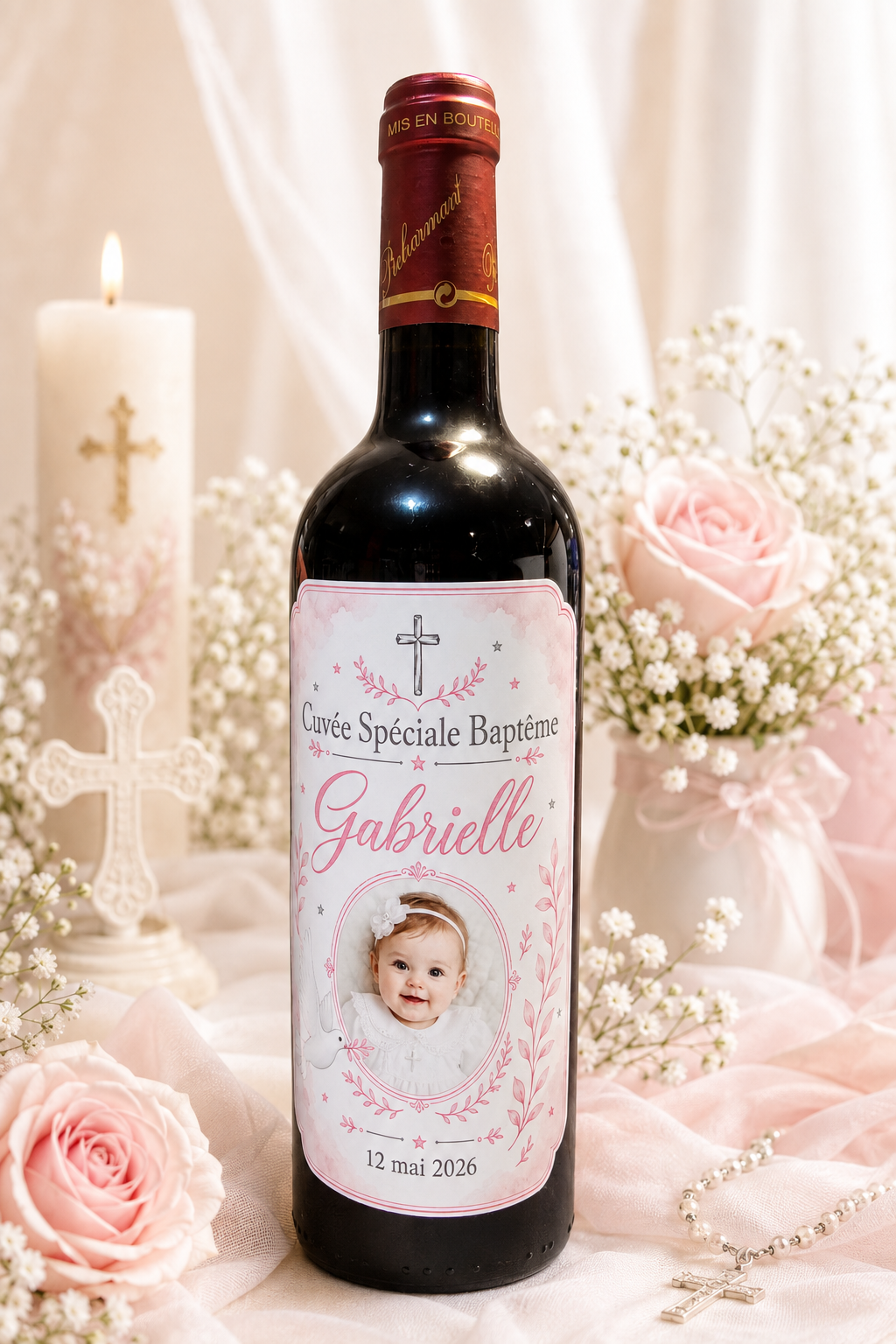 Étiquette de bouteille personnalisée avec photo — Douceurs Dorée ✨