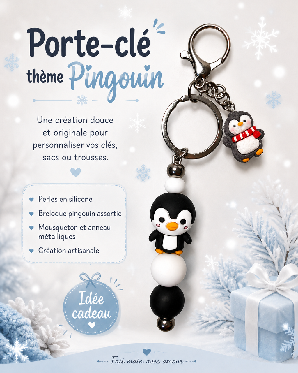Porte-clés — Thème Pingouin 🐧❄️ —