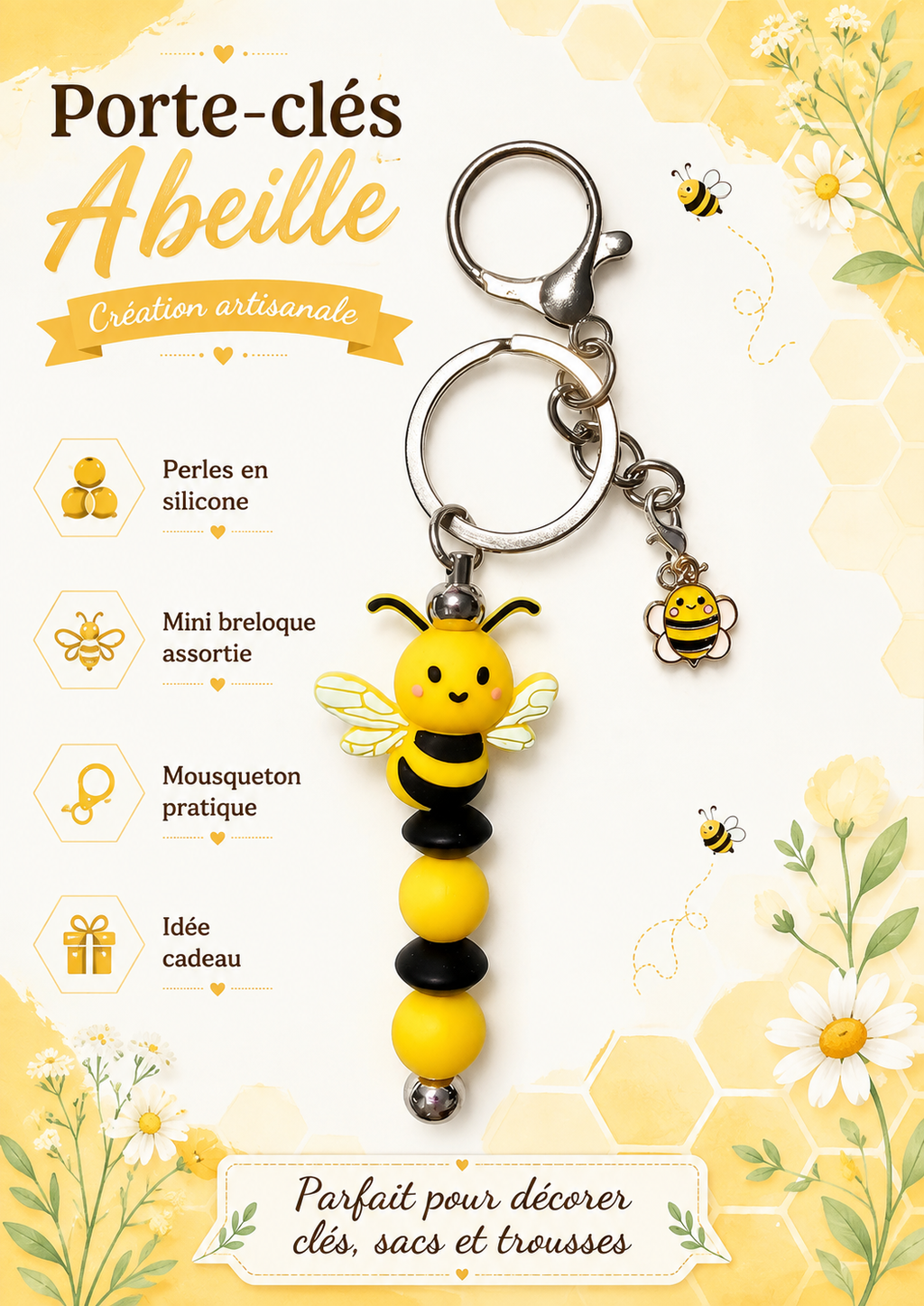 Porte-clés — Thème Abeille 🐝🍯 —