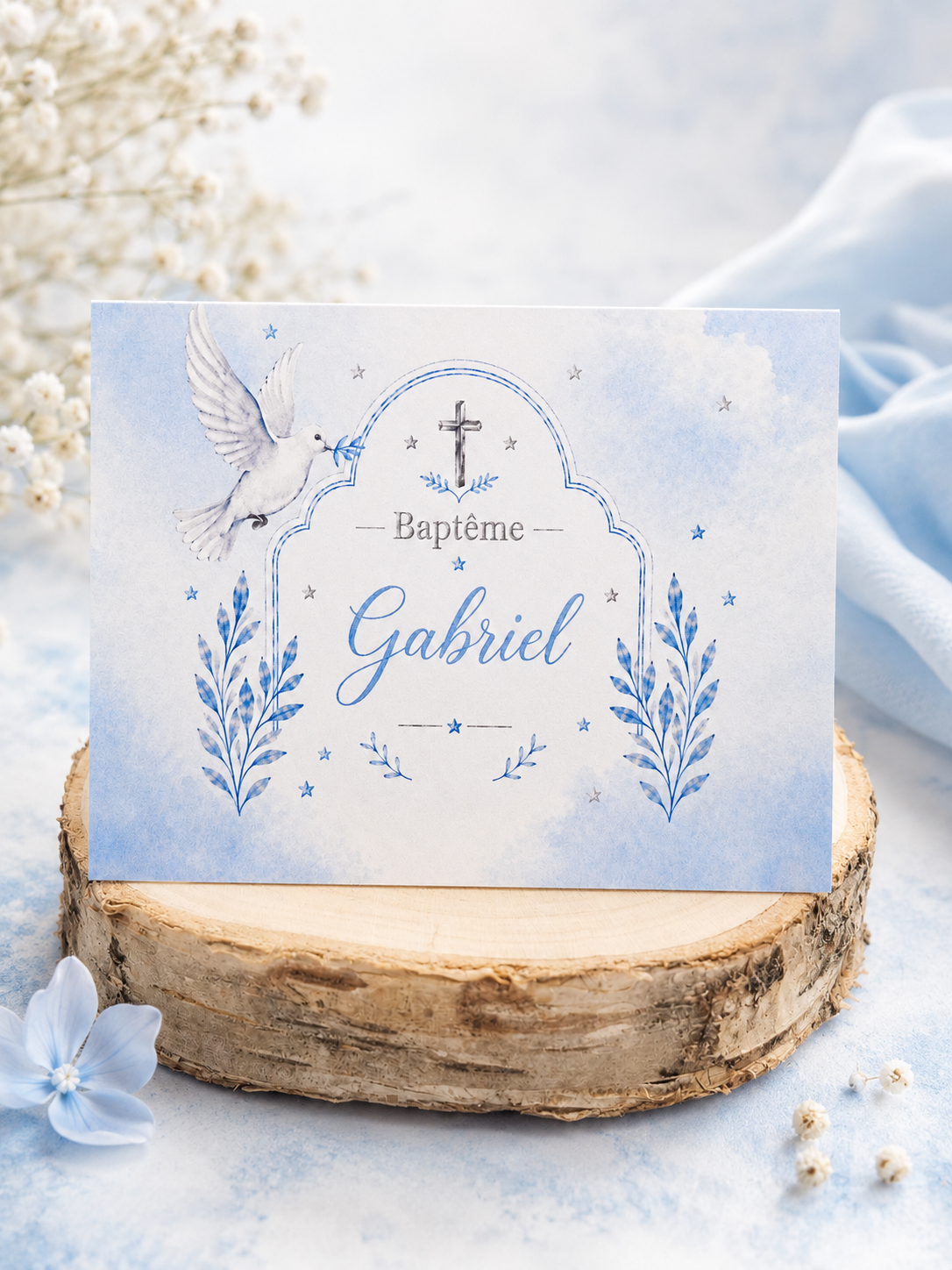 Marque-place Baptême personnalisé 💙