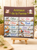 Étiquettes scolaire personnalisées — Thème Animaux de la Ferme —