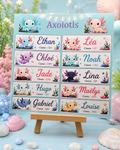 Étiquettes scolaire personnalisées — Thème Axolotls —