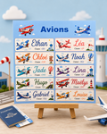 Étiquettes scolaire personnalisées — Thème Avions —