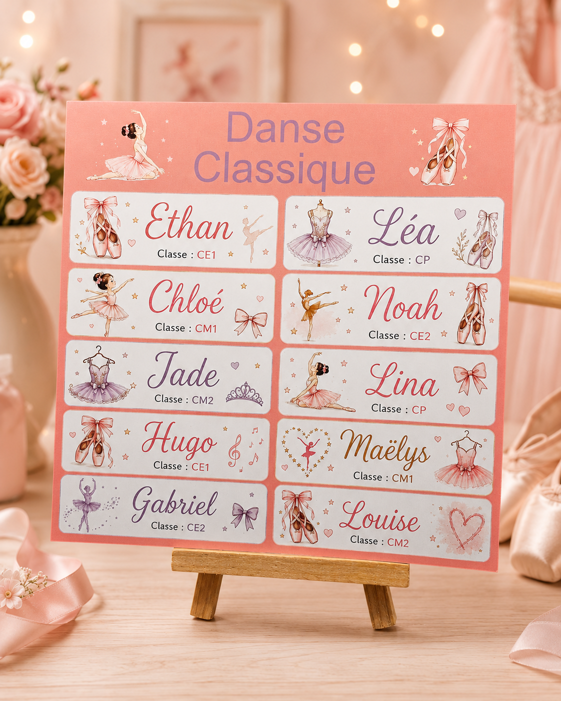 Étiquettes scolaire personnalisées — Thème Danse Classique —
