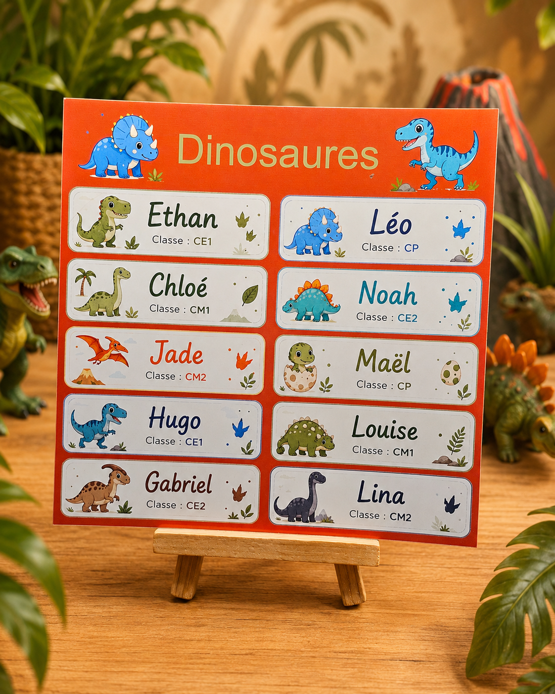 Étiquettes scolaire personnalisées — Thème Dinosaures —
