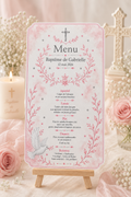 Menu de Baptême personnalisé — Douceur Céleste 🌸