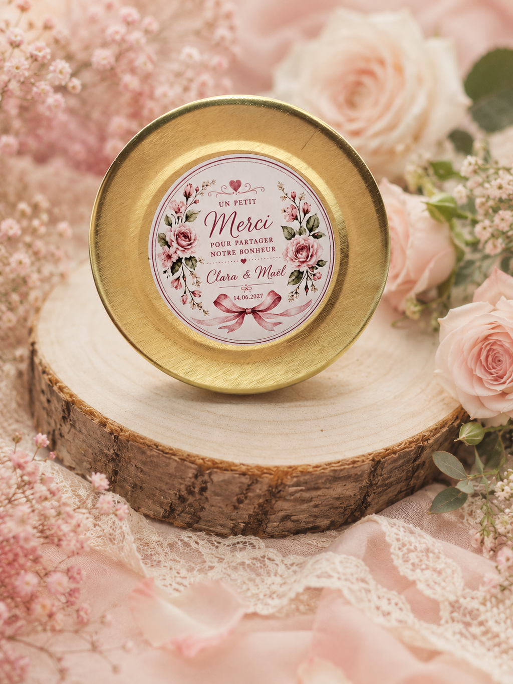 Étiquettes rondes personnalisées pour cadeaux d’invités — Ø 5cm —